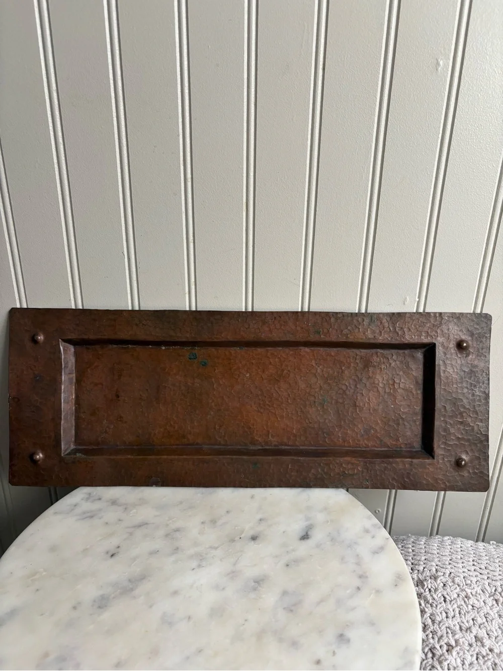 Vintage Hammered Copper Low Profile Rectanglular Decorative Tray Collectible VTG